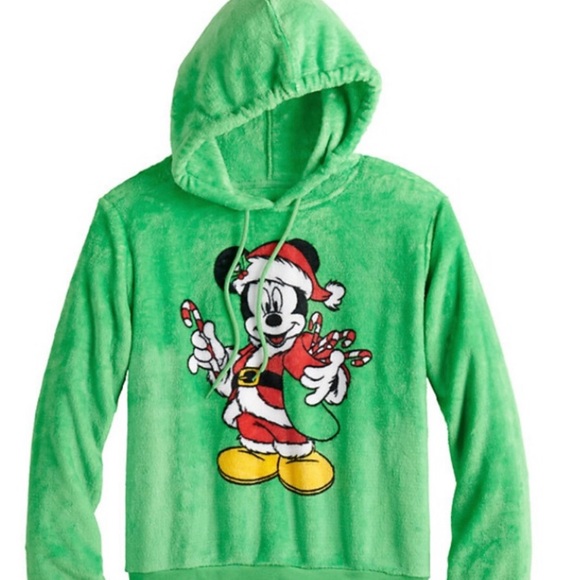 Disney Mickey Mouse. Santa Mickey Fuzzy Hoodie. Gently used- Green condition - Picture 1 of 7
